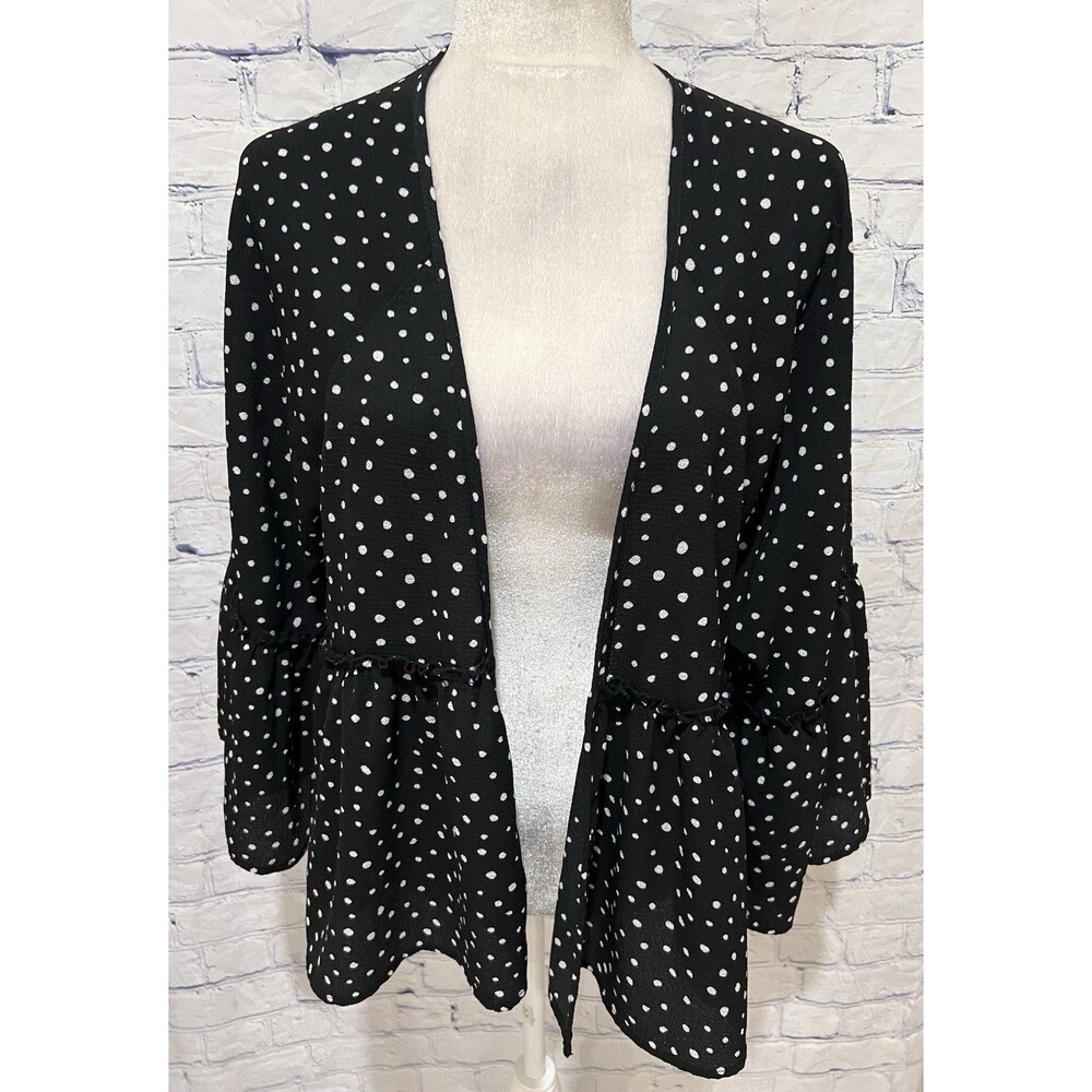 Altard State black and white polka dot cardigan Bell Sleeves Size Large